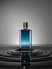 Blue Perfume Bottle with Water Ripple