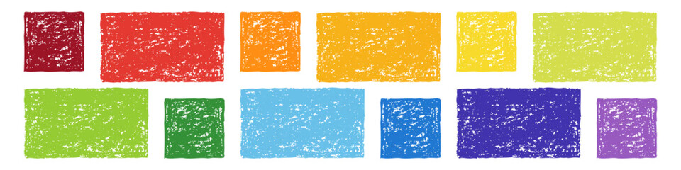 Set of Design Elements Hand-drawn Templates Rectangles of Different Colors Isolated on White Backdrop. Style of Children's Drawing.