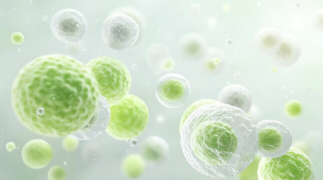 Microscopic 3D Render of Lymphatic Cells Floating for Hodgkin Lymphoma Awareness and Science Videos