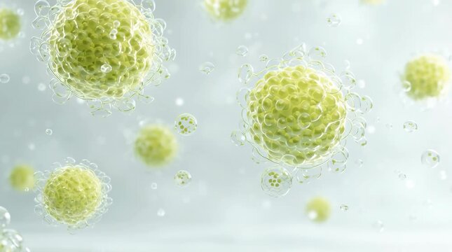 Closeup Floating Lymphatic Cells for Hodgkin&rsquo;s Lymphoma Awareness and Medical Research Education