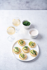 Salmon mousse tartlets in a plate