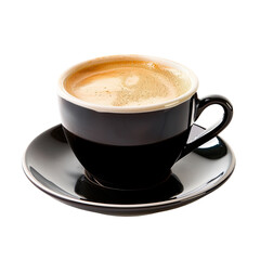 Obraz premium Dark coffee in a black cup and saucer