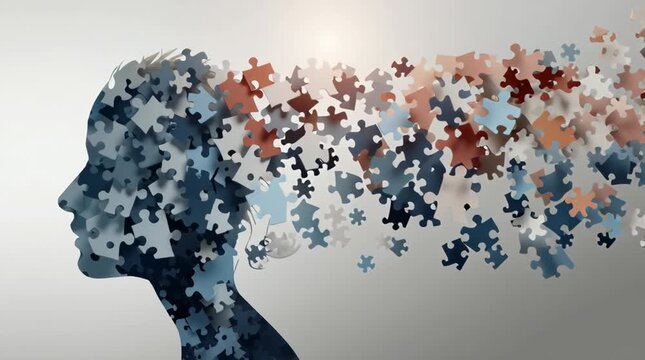 Conceptual Puzzle Head Silhouette for Alzheimer’s Awareness Day and Memory Loss Health Campaign