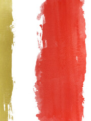 watercolor element, minimal painting, red and gold brush, abstract hand-drawn template, texture. png. asian background tradition style.	