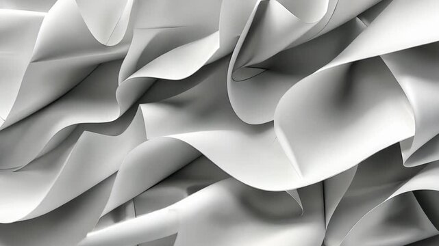 Detailed view of crumpled white fabric revealing complex textures and patterns that evoke a sense of movement and artistry