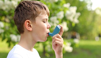 Boy using inhaler outdoors (3)