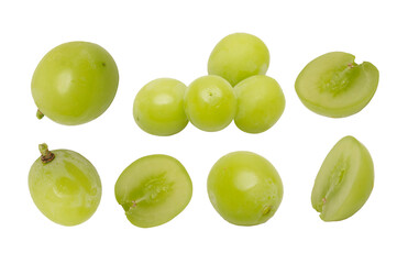 Green Grape Cluster with Whole and Sliced Grapes