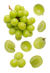 Green Grape Cluster with Whole and Sliced Grapes
