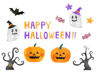 Obraz premium ハロウィンの水彩イラストセット
