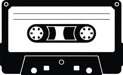 A vintage music cassette silhouette design on white background