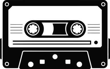 A vintage music cassette silhouette design on white background