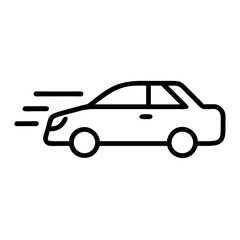 Obraz premium Outline of a car in motion with speed lines 
