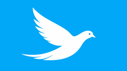 Fototapeta premium White dove flying against a vibrant blue sky background a symbol of peace