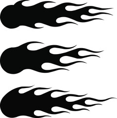 Car Flame Decal Icons  Hot Rod Style Fire Silhouettes Vector Pack