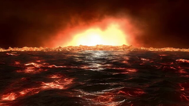 Lava Eruption with Intense Fire and Smoke
