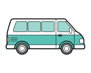 Airport Shuttle Van Outline Vector Illustration for Transportation and Travel Designs