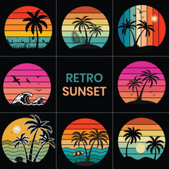 Retro Sunset EPS Bundle