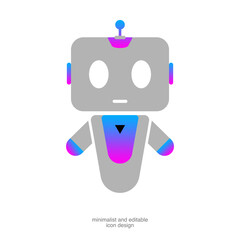 Cute Robot Vector Illustration Isolated on Transparent Background
