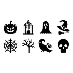 Happy Halloween clipart silhouette vector.
