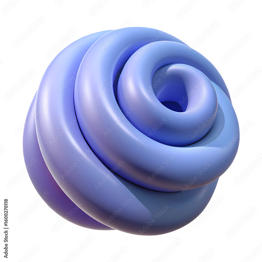 Poster 3d rendered swirl shape abstract design element decorative object isolated transparent style