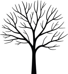 Obraz premium Minimalist Black Tree Silhouette on White Background Perfect for Graphic Design Illustration or Creative Projects Requiring a Clean and Simple Natural Element Easily Customizable and
