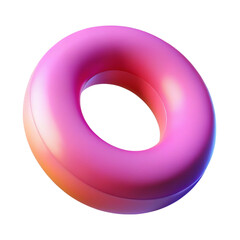 Abstract gradient pink torus with smooth surface isolated on black background