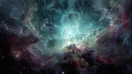 Vast Colorful Nebulae In Deep Space