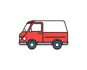 Compact Truck Line Art Steel Mini Truck Vector Illustration