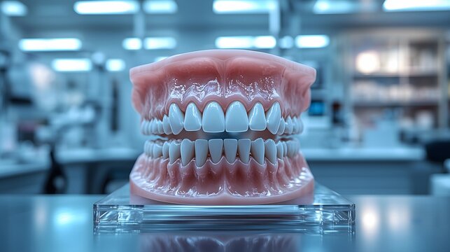 Teeth model showing perfect occlusion in a dentistry lab