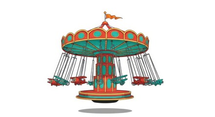 Carnival swing ride on white background