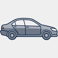 Minimalist Line Art Side View of a Sedan Car