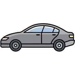 Obraz premium Minimalist Line Art Sedan Side View
