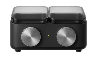 Dual-compartment feeder with separate timers for wet and dry food