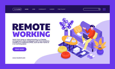 Efficient Remote Working Landing Page Isometric Modern Landing page