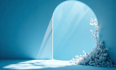 An illuminated archway beckons with soft light and delicate floral accents, creating a serene and hopeful scene.
