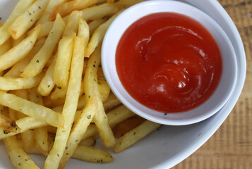 french fries and ketchup