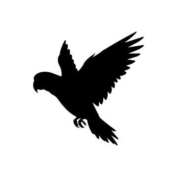 Green parrot flying silhouette vector flat illustration design. 