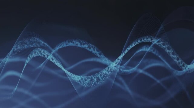 Glowing blue wave patterns undulate with shimmering depth