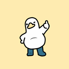 Simple duck cartoon with thumbs up