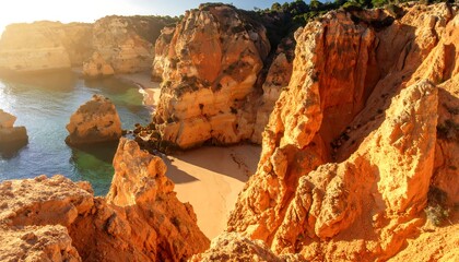 Exploring Rugged Coastline with Sandy Beach and Dramatic Cliffs