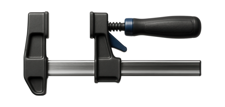 Quick-release clamp featuring a sliding mechanism and a steel frame for a building site.