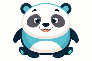 Naklejka premium Adorable cartoon illustration of a standing panda with big round eyes, blushing cheeks, and a happy smile, set against a soft pastel background. 