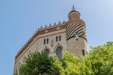 A view of the ancient Rocchetta Mattei, Savignano, Grizzana Morandi, Italy