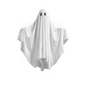 Classic white ghost costume isolated on transparent background