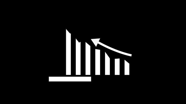 Abstract business graph animation. business growth and success concept icon.Glowing business graph arrow rising financial business graph chart animation black background 4k, video