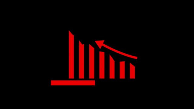 Abstract business graph animation. business growth and success concept icon.Glowing business graph arrow rising financial business graph chart animation black background 4k, video