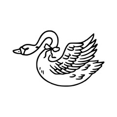 elegant swan with ribbon line art