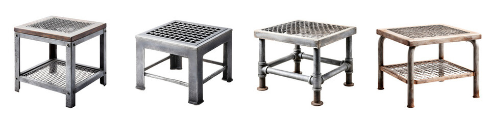 Industrial Metal Side Table Collection on White