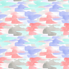 Watercolor brush stroke painting seamless pattern. Hand drawn background in pastel colors. Wallpaper print, abstract texture for printing on fabric