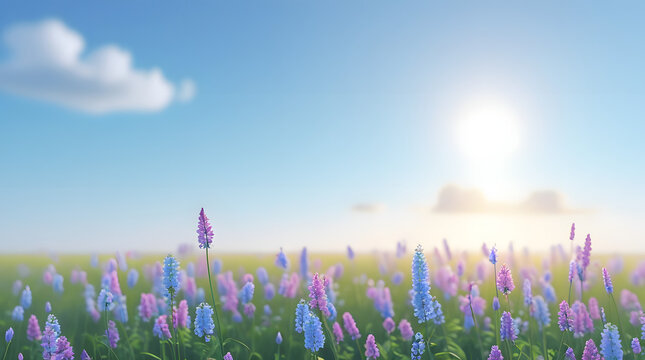 Peaceful Kashful Flowers Swaying in Sunlight and Breeze
